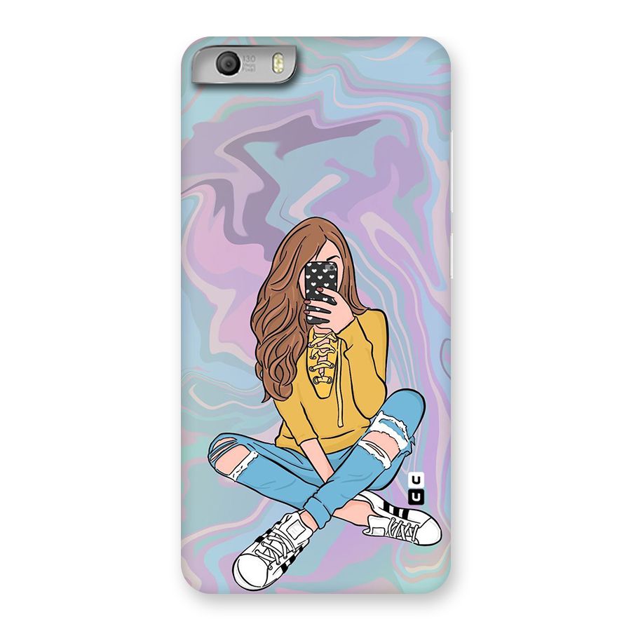 Selfie Girl Illustration Back Case for Micromax Canvas Knight 2