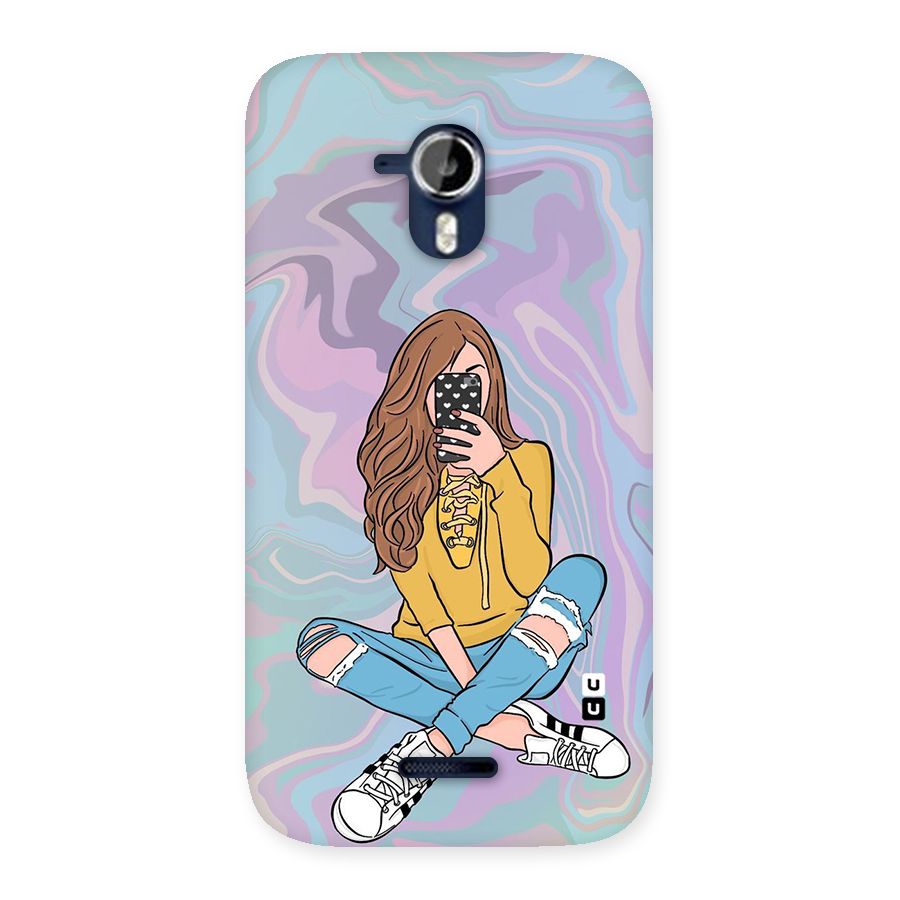 Selfie Girl Illustration Back Case for Micromax Canvas Magnus A117