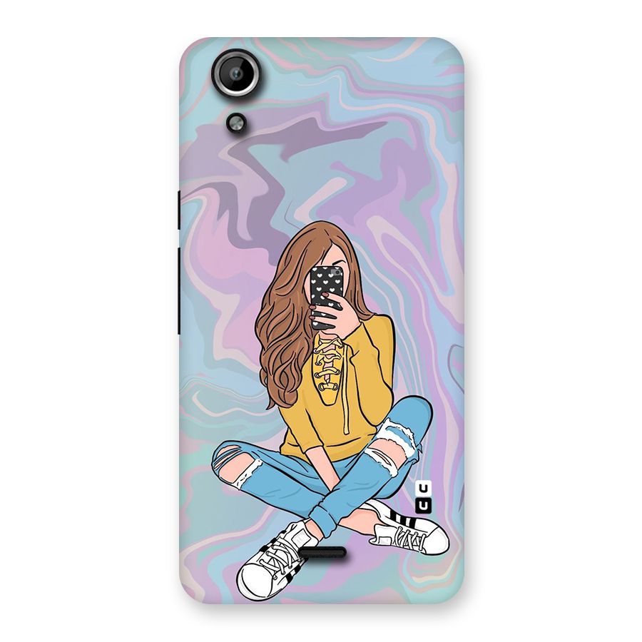 Selfie Girl Illustration Back Case for Micromax Canvas Selfie Lens Q345