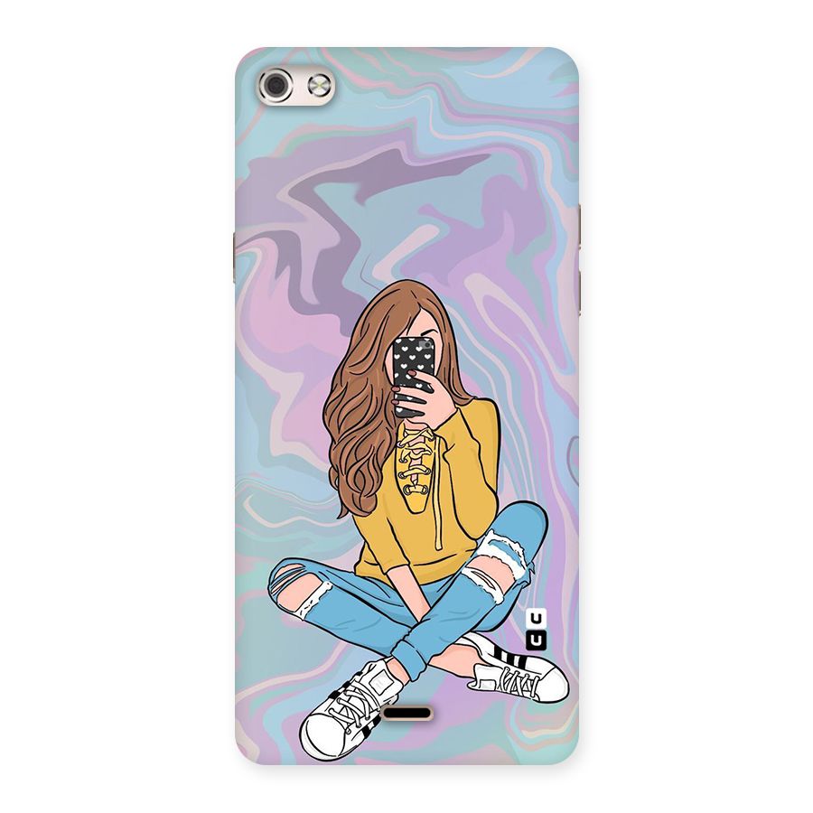 Selfie Girl Illustration Back Case for Micromax Canvas Silver 5