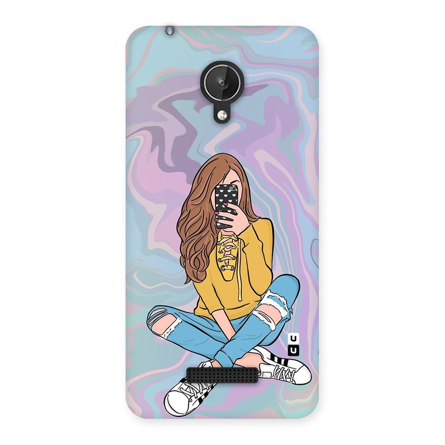 Selfie Girl Illustration Back Case for Micromax Canvas Spark Q380