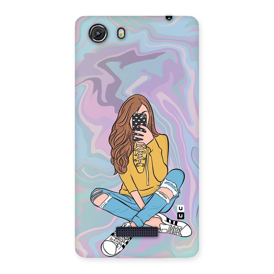 Selfie Girl Illustration Back Case for Micromax Unite 3