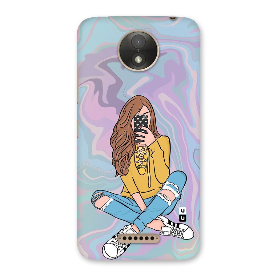 Selfie Girl Illustration Back Case for Moto C Plus