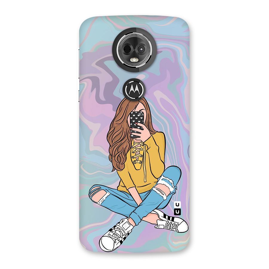 Selfie Girl Illustration Back Case for Moto E5 Plus
