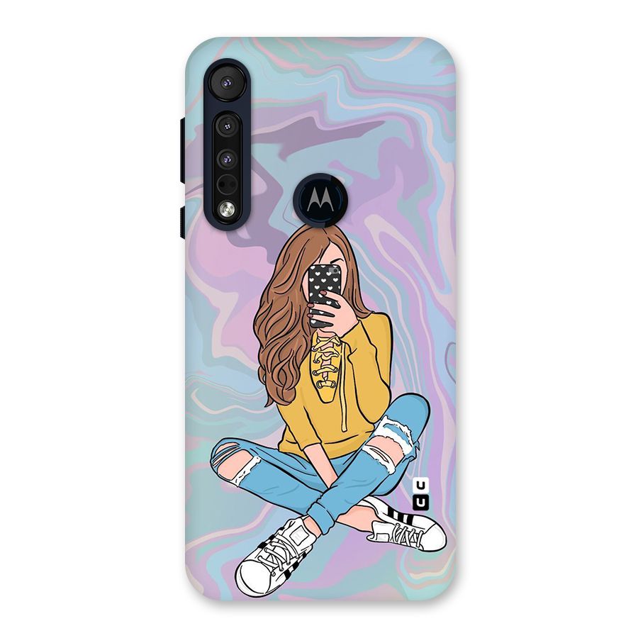 Selfie Girl Illustration Back Case for Motorola One Macro