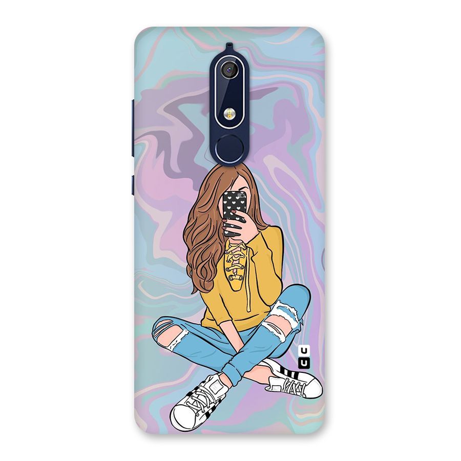 Selfie Girl Illustration Back Case for Nokia 5.1