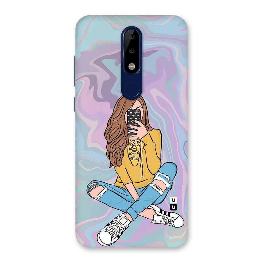Selfie Girl Illustration Back Case for Nokia 5.1 Plus