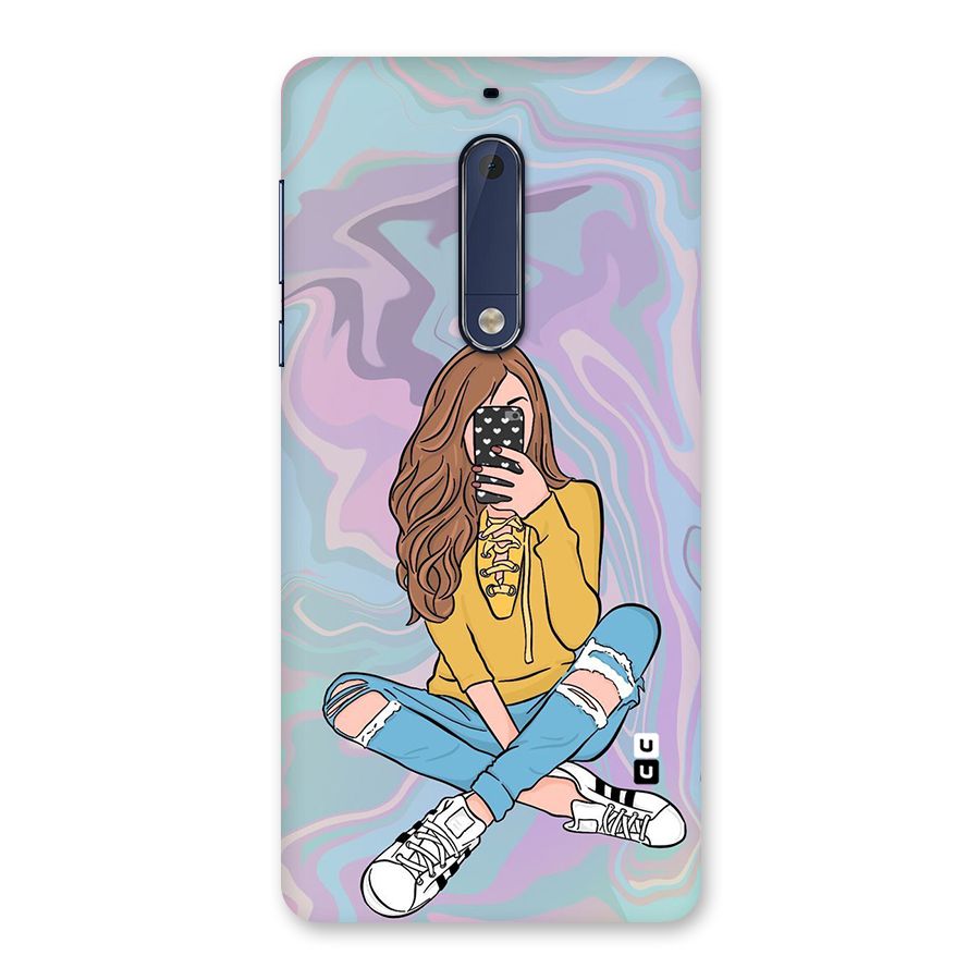 Selfie Girl Illustration Back Case for Nokia 5