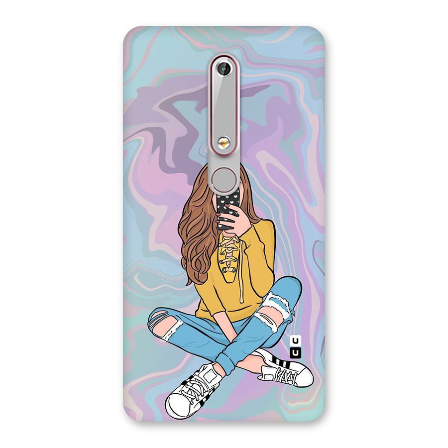 Selfie Girl Illustration Back Case for Nokia 6.1