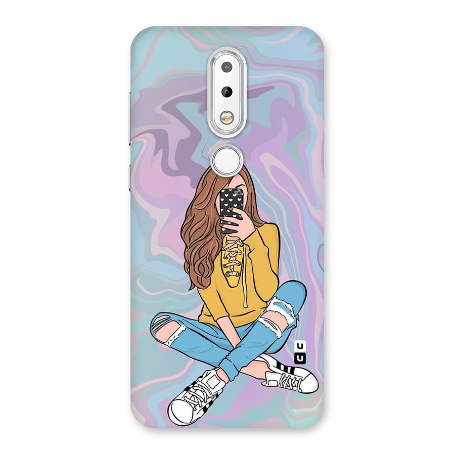 Selfie Girl Illustration Back Case for Nokia 6.1 Plus