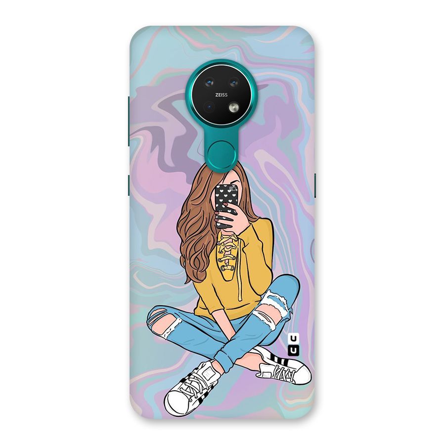 Selfie Girl Illustration Back Case for Nokia 7.2