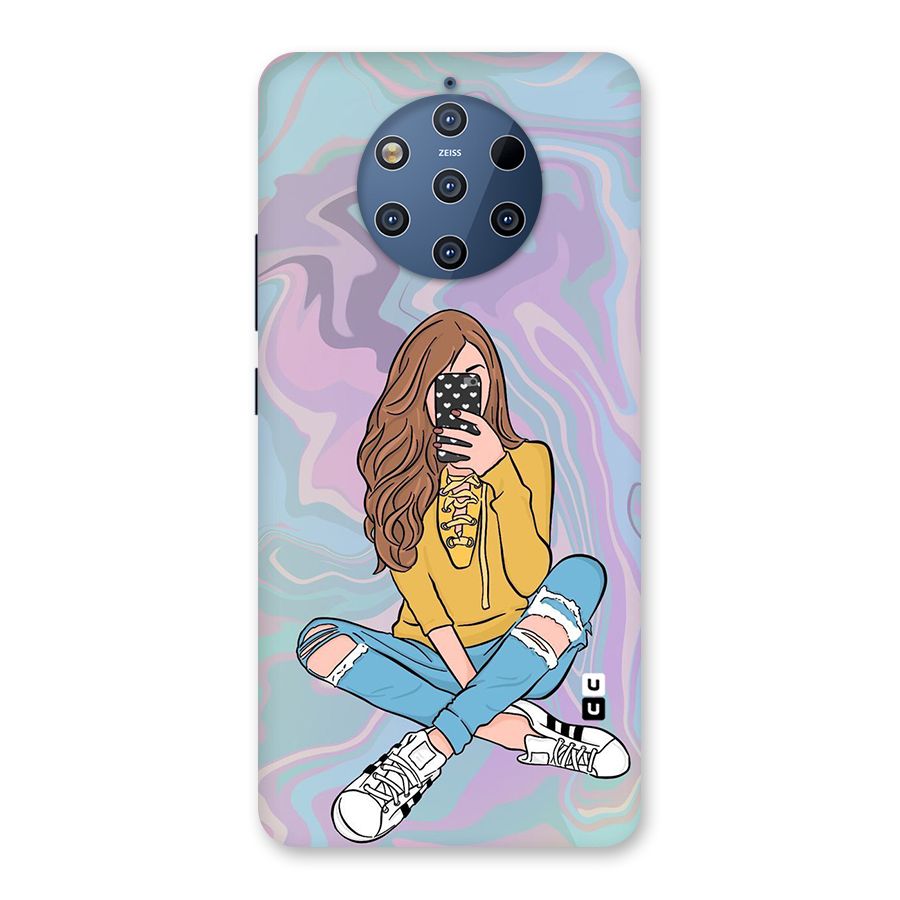 Selfie Girl Illustration Back Case for Nokia 9 PureView
