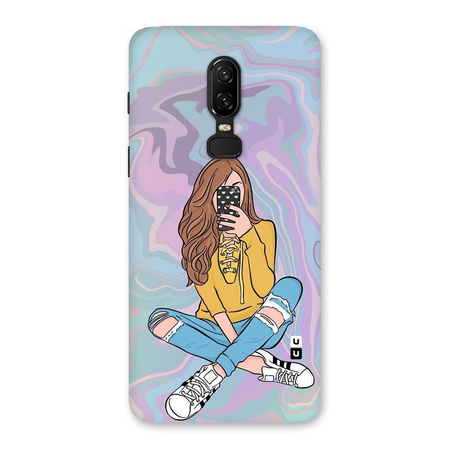 Selfie Girl Illustration Back Case for OnePlus 6