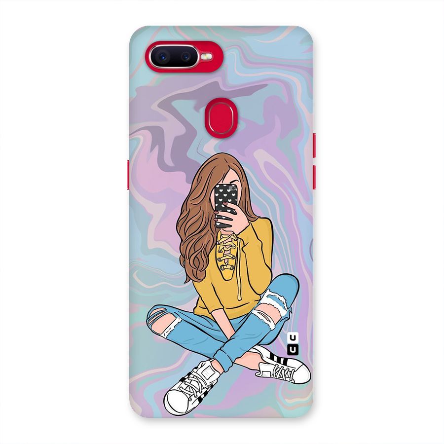 Selfie Girl Illustration Back Case for Oppo F9 Pro