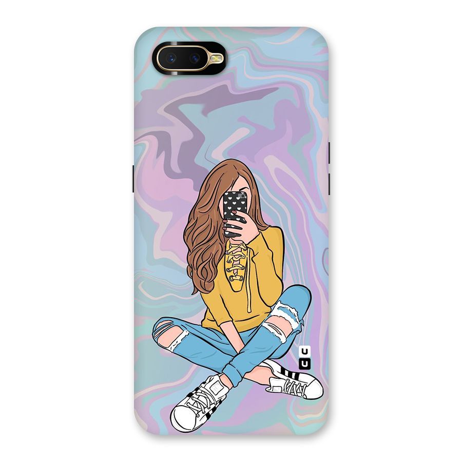 Selfie Girl Illustration Back Case for Oppo K1