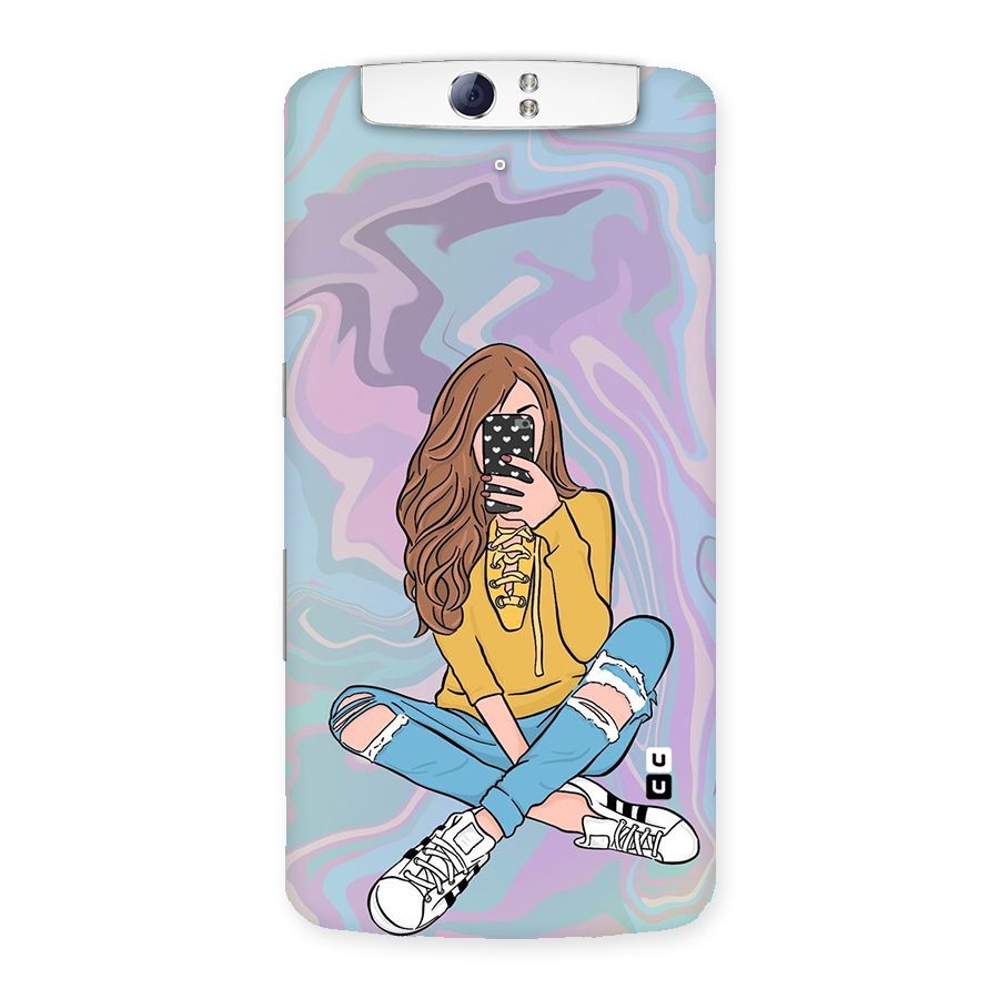 Selfie Girl Illustration Back Case for Oppo N1