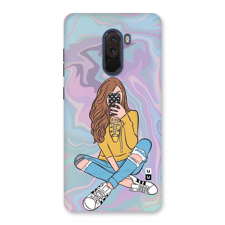 Selfie Girl Illustration Back Case for Poco F1