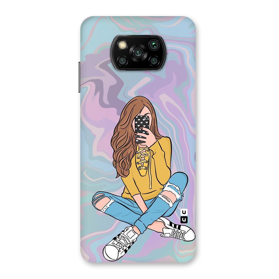 Selfie Girl Illustration Back Case for Poco X3