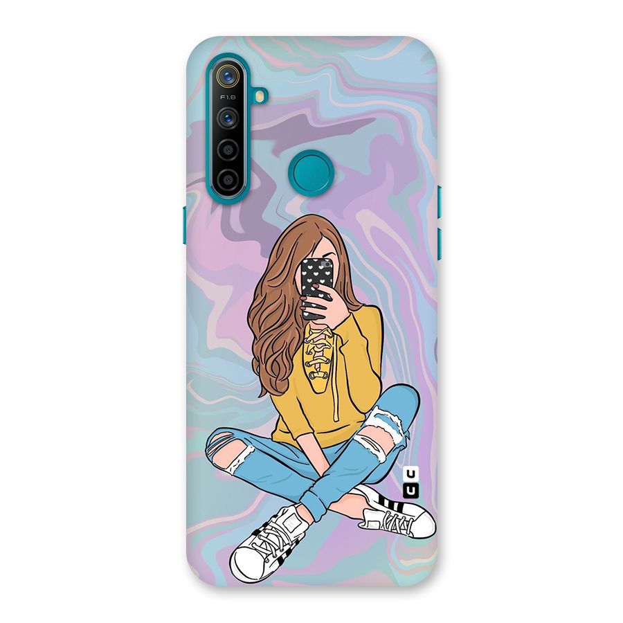 Selfie Girl Illustration Back Case for Realme 5i