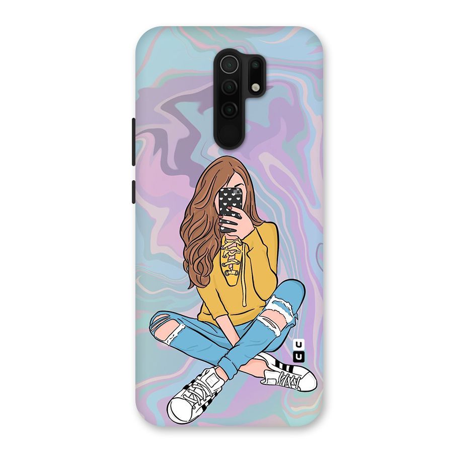 Selfie Girl Illustration Back Case for Redmi 9 Prime
