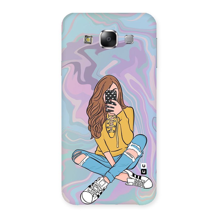 Selfie Girl Illustration Back Case for Samsung Galaxy E5