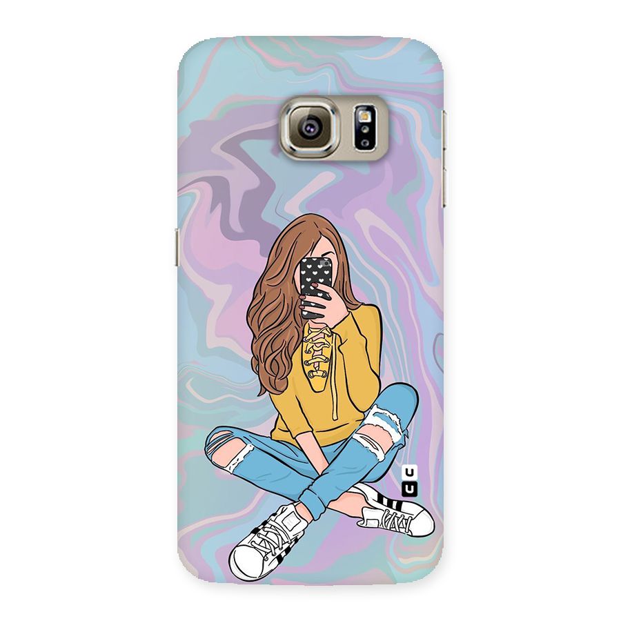 Selfie Girl Illustration Back Case for Samsung Galaxy S6 Edge