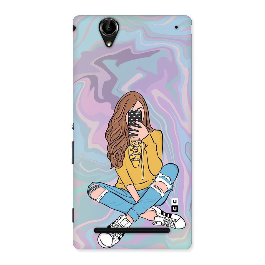 Selfie Girl Illustration Back Case for Sony Xperia T2
