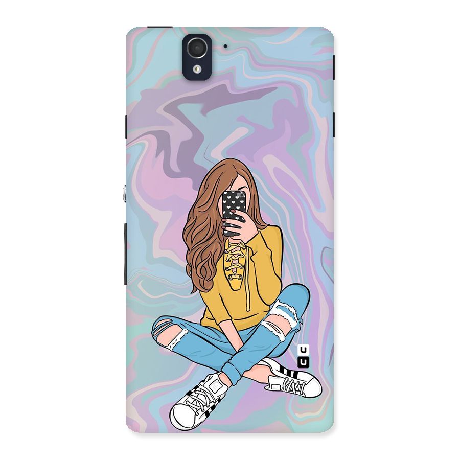 Selfie Girl Illustration Back Case for Sony Xperia Z