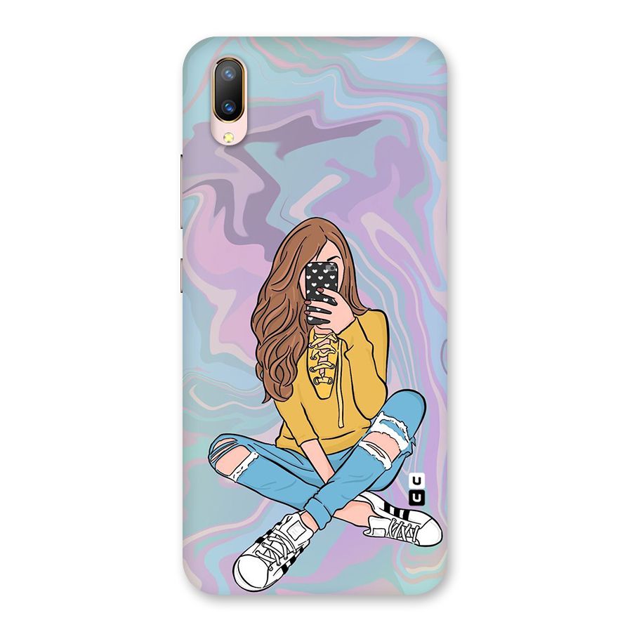 Selfie Girl Illustration Back Case for Vivo V11 Pro