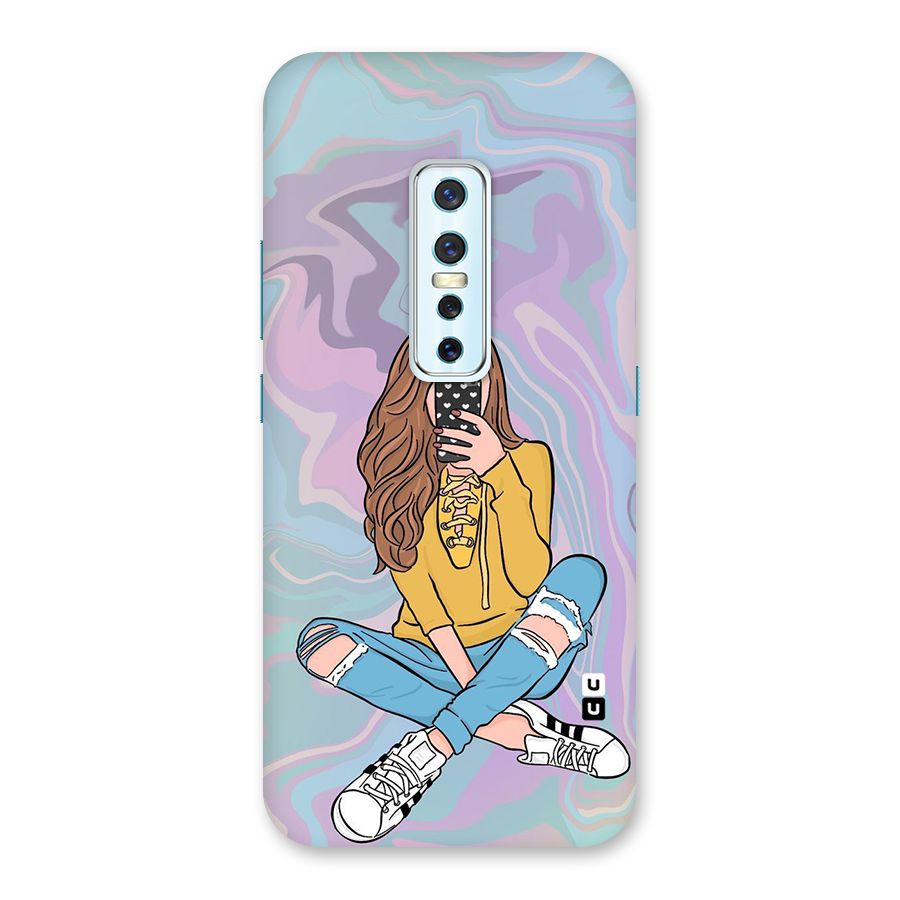 Selfie Girl Illustration Back Case for Vivo V17 Pro