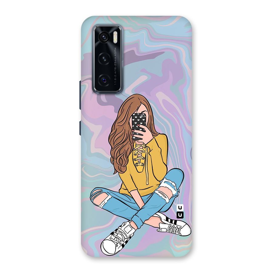 Selfie Girl Illustration Back Case for Vivo V20 SE