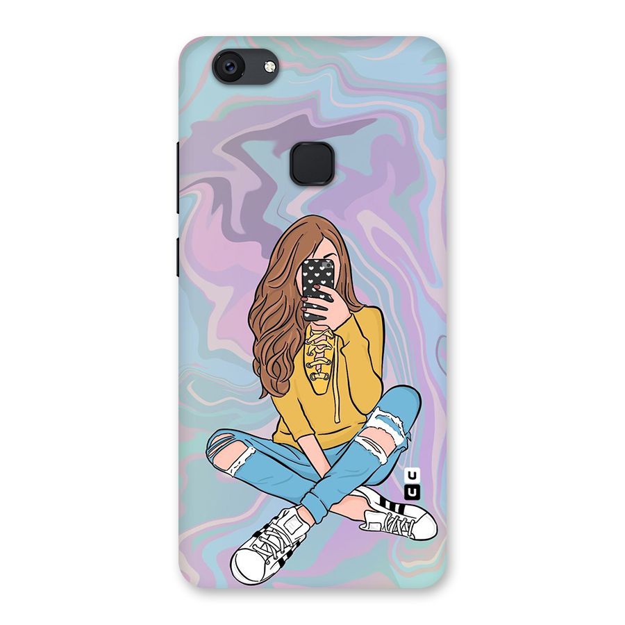 Selfie Girl Illustration Back Case for Vivo V7 Plus