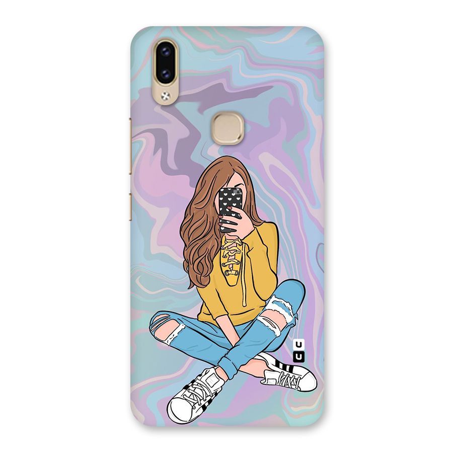 Selfie Girl Illustration Back Case for Vivo V9 Youth