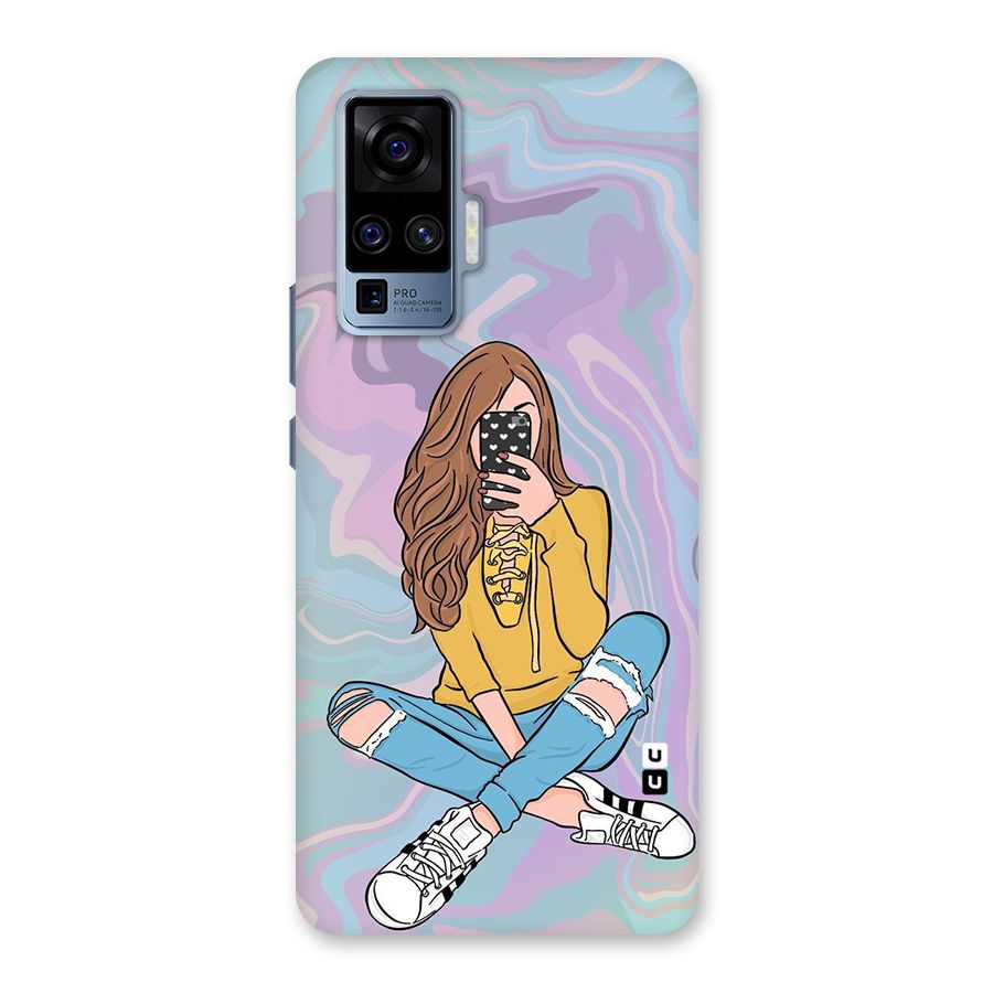 Selfie Girl Illustration Back Case for Vivo X50 Pro