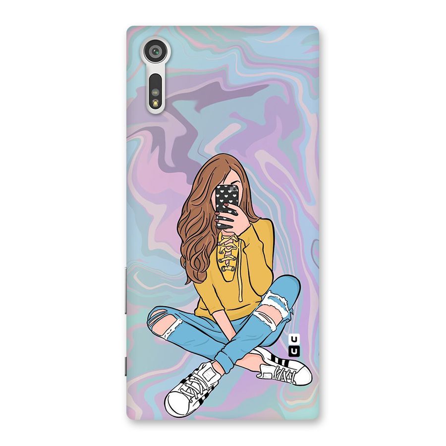 Selfie Girl Illustration Back Case for Xperia XZ