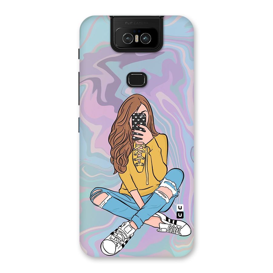 Selfie Girl Illustration Back Case for Zenfone 6z