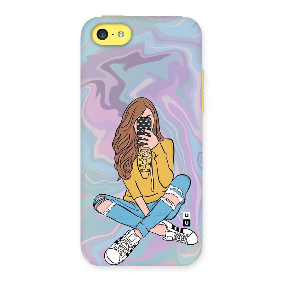 Selfie Girl Illustration Back Case for iPhone 5C