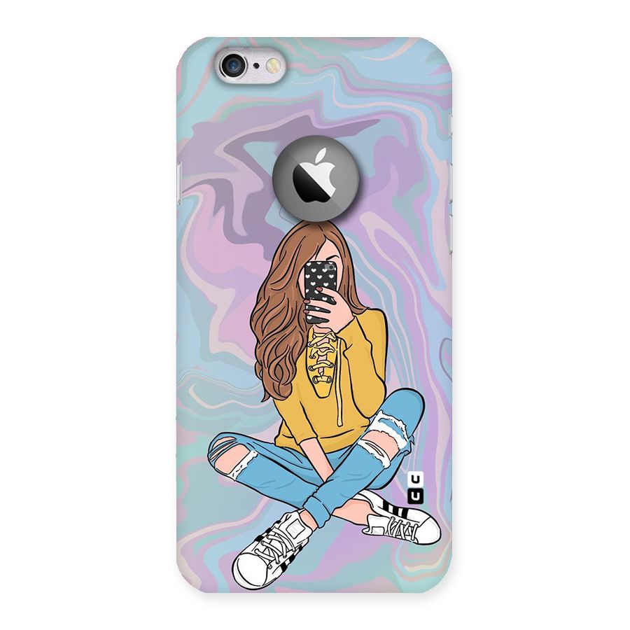 Selfie Girl Illustration Back Case for iPhone 6 Logo Cut