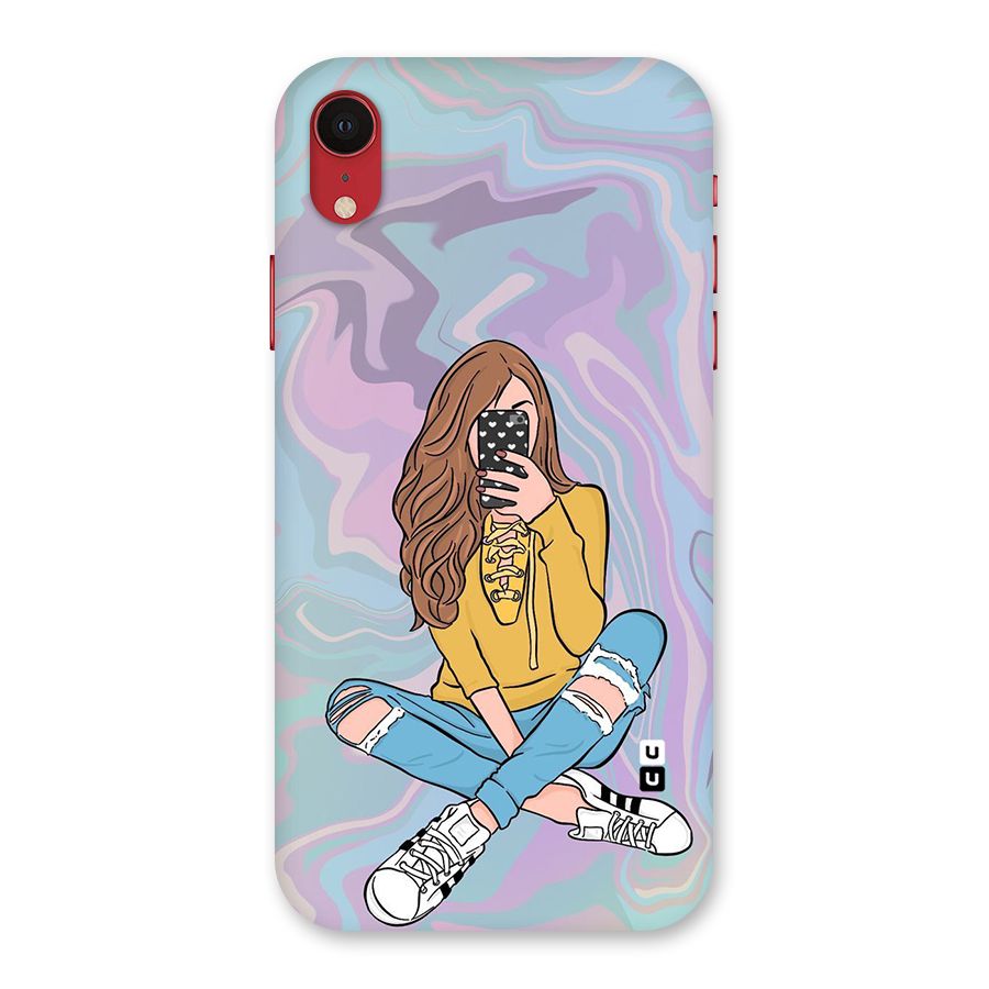 Selfie Girl Illustration Back Case for iPhone XR