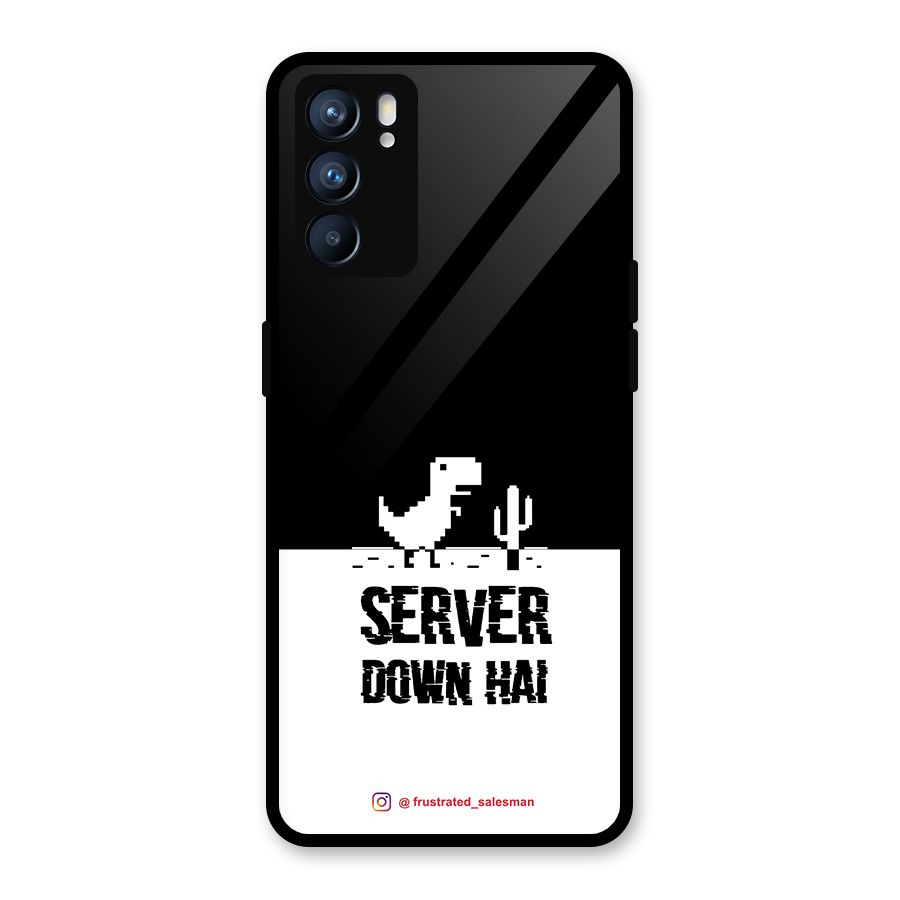 Server Down Hai Black Glass Back Case for Oppo Reno6 5G