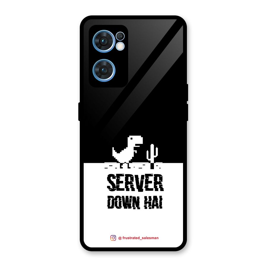 Server Down Hai Black Glass Back Case for Oppo Reno7 5G