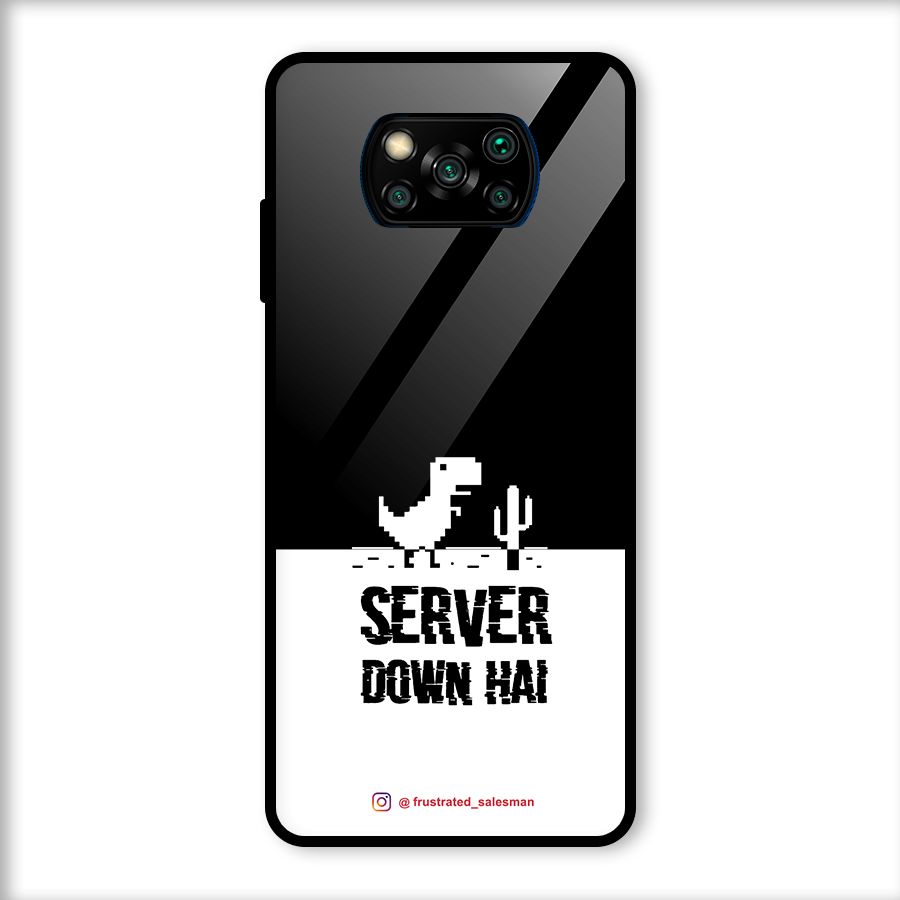 Server Down Hai Black Glass Back Case for Poco X3