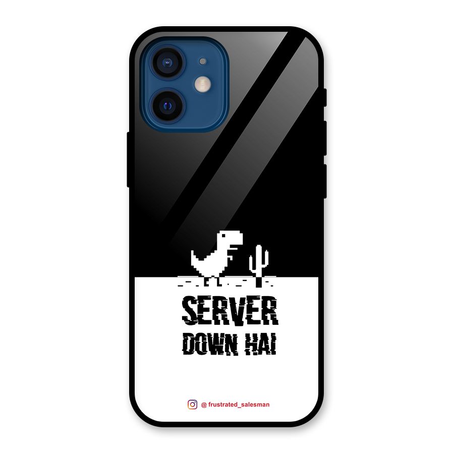 Server Down Hai Black Glass Back Case for iPhone 12 Mini
