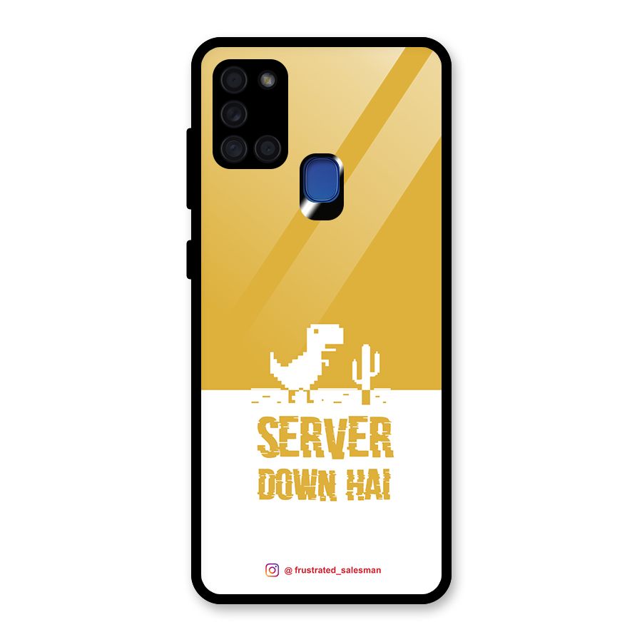 Server Down Hai Mustard Yellow Glass Back Case for Galaxy A21s