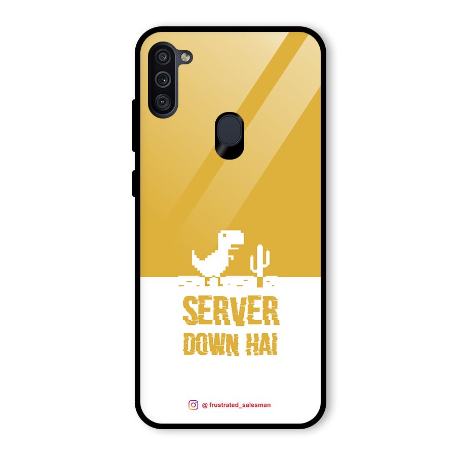 Server Down Hai Mustard Yellow Glass Back Case for Galaxy M11