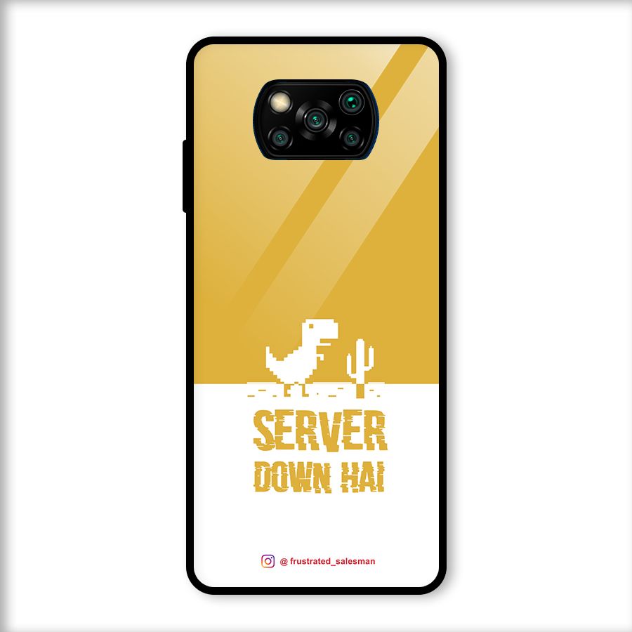 Server Down Hai Mustard Yellow Glass Back Case for Poco X3