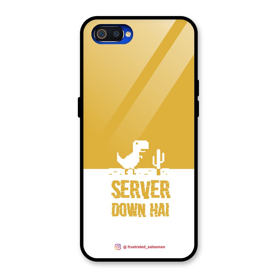 Server Down Hai Mustard Yellow Glass Back Case for Realme C2