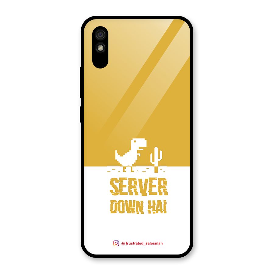 Server Down Hai Mustard Yellow Glass Back Case for Redmi 9i