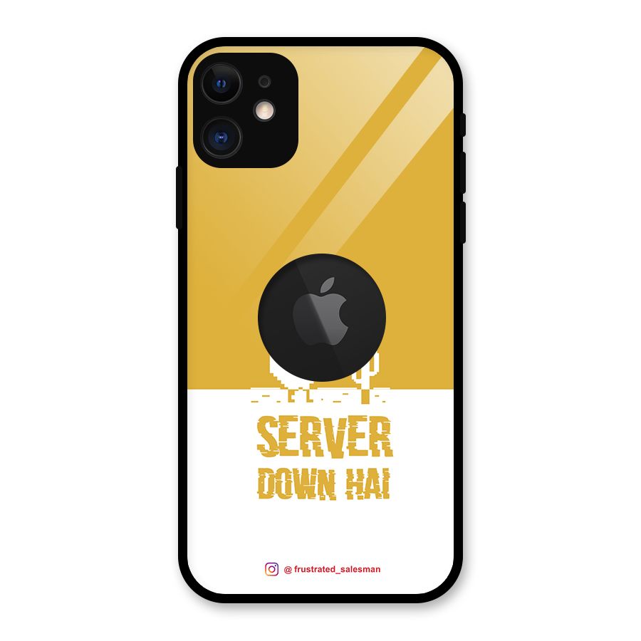Server Down Hai Mustard Yellow Glass Back Case for iPhone 11 Logo Cut