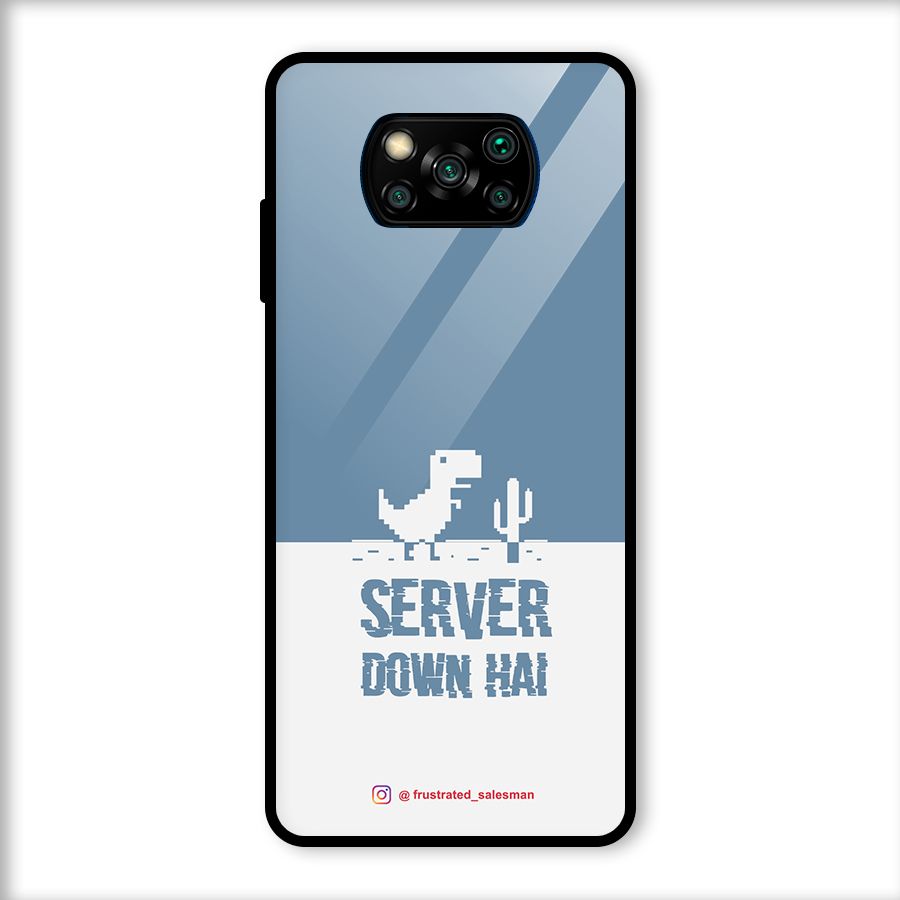 Server Down Hai SteelBlue Glass Back Case for Poco X3